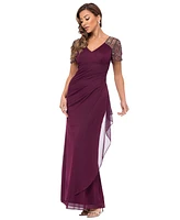 Xscape Beaded-Sleeve Gown