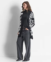 Dkny Women's Collarless Open-Front Logo Cardigan