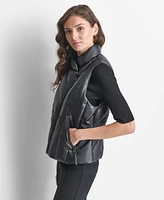 Dkny Women's Faux-Leather Zip-Front Puffer Vest