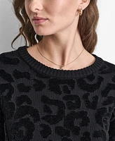 Dkny Women's Round-Neck Animal Chenille Sweater