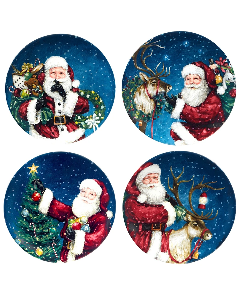 Certified International Santa's Secret Dessert Plates, Set of 4