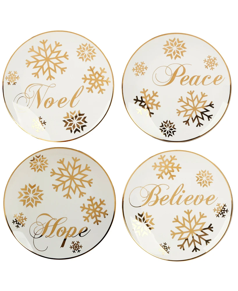 Certified International Christmas Glitter Gold Salad Plates, Set of 4