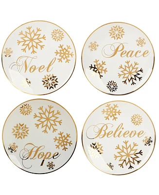 Certified International Christmas Glitter Gold Salad Plates, Set of 4