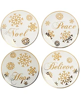 Certified International Christmas Glitter Gold Salad Plates, Set of 4