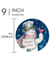 Certified International Snowman Greetings Dessert Plates, Set of 4