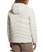 Guess Men's Quilted Faux Leather Hooded Jacket