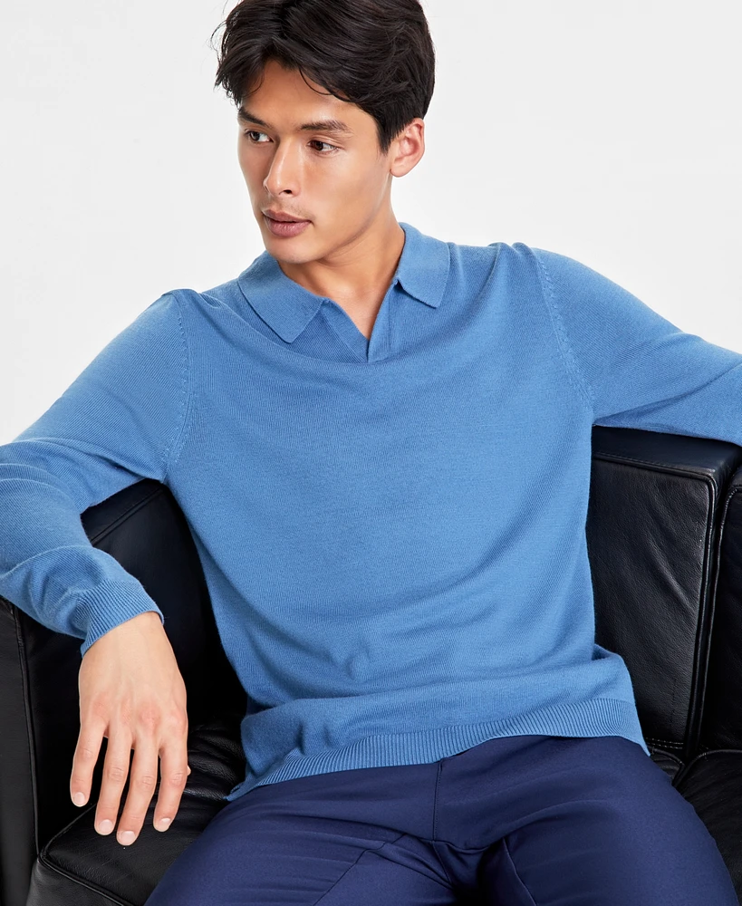 Alfani Men's Long-Sleeve Johnny Collar Merino Sweater, Created for Macy's