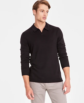 Alfani Men's Regular-Fit Sweater-Knit Johnny Collar Polo Shirt, Created for Macy's