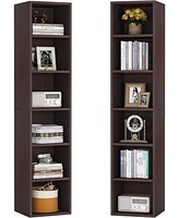 Tribesigns 70.9 Inch Tall Narrow Bookcase, Rustic Corner Bookcase with Storage, 6 Tier Cube Display Shelves for Home Office