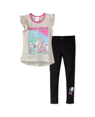 Spider-Man Girls Marvel Ghost-Spider T-Shirt and Leggings Outfit Set to