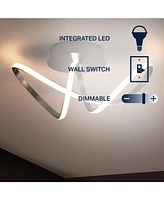 Jonathan Y Chantelle 19.5" 1-Light Modern Minimalist Aluminum Loop Integrated Led Semi Flush Mount