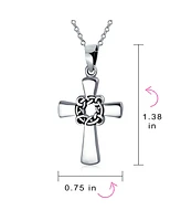 Bling Jewelry Viking Irish Celtic Knot Eternal Thorns of Christ Cross Pendant Necklace For Women Sterling Silver 16 Inch