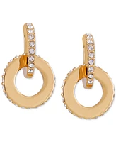 Guess Gold-Tone Pave Linked Circle Drop Earrings