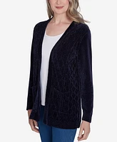 Alfred Dunner Petite Classics Chenille Cardigan Sweater with Pockets