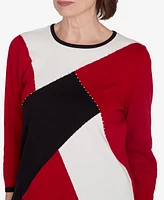 Alfred Dunner Petite Classics Colorblock Beaded Sweater