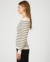 French Connection Women's Stripe Crinkle Knit Long-Sleeve Top