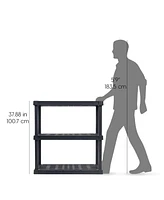 Iris Usa 3-Tier Shelving Unit, 38" Fixed Height, Large Storage Organizer for Home, Garage, Basement, Shed, and Laundry Room, 36"W x 18"D x 38"H, Made