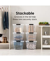 Iris Usa Qt Stackable Plastic Storage Bins with Lids, Pack - Bpa-Free