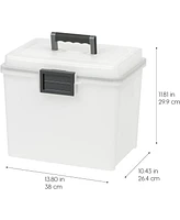 Iris Usa 19 Qt. Weatherpro Plastic Office Storage Portable Letter Size File Box with Organizer-Lid and Seal and Secure Latching Buckles, Clear