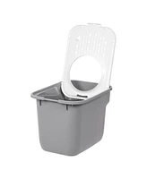 Iris Square Top Entry Cat Litter Box Without Scoop, Gray/White