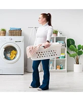 Iris Usa 50L Plastic Hip Hold Laundry Basket Hamper Organizer with Built-In Comfort Carry Handles, 1.5 Bushel, for Closet, Dorm, Laundry Room, Bedroom