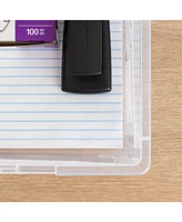 Iris Usa 12 Qt. Large Deep Clip Box, 4 Pack, Clear Plastic Storage Container Bins with Latching Lids, Organizer Solution for Home, Office and Classroo