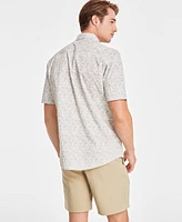 Alfani Men's Distressed Geometric Print Short-Sleeve Button-Down Shirt, Created for Macy's