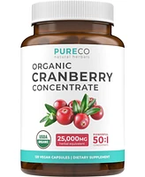 Pure Co Organic Cranberry Concentrate Capsules, Urinary Tract Support and Kidney Cleanse, 120ct