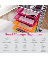 Costway 10 Drawer Rolling Storage Cart Scrapbook Paper Office School Organizer