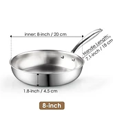 Cook N Home -inch Tri-Ply All Clad 18/10 Stainless Steel Skillet Frying Pan,Dishwasher Safe