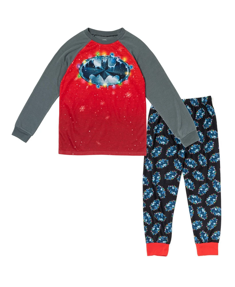 Dc Comics Boys Justice League Superman Batman Christmas Pullover Pajama Shirt and Pants Sleep Set