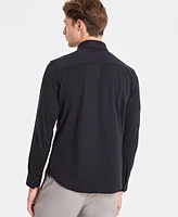 Alfani Men's Classic-Fit Heathered Jersey-Knit Button-Down Shirt, Created for Macy's