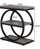 Tribesigns End Table Set of 2, Narrow with 3 Storage Shelves, Wooden Side Metal Frame, Small Sofa for Living Room,Nigh
