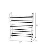 Iris Usa 5-Tier 15 Pairs Stackable Freestanding Shoe Racks for Entryway, Silver