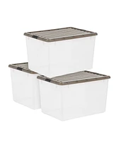 Iris Usa 3 Pack 144qt Large Clear View Plastic Storage Bin with Lid and Secure Latching Buckles