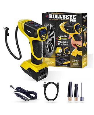 Bullseye Pro 150 Psi Cordless Handheld Rechargeable Tire Inflator with Digital Pressure Gauge and Battery Indicator