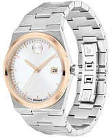 Movado Men's Bold Quest Swiss Quartz Stainless Steel Watch 40mm - Silver