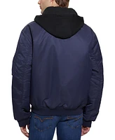 Guess Men's John Bomber Jacket with Removable Hooded Inset