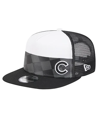 New Era Men's Black Chicago Cubs Checkmate Trucker 9FIFTY Snapback Hat