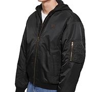 Guess Men's John Bomber Jacket with Removable Hooded Inset