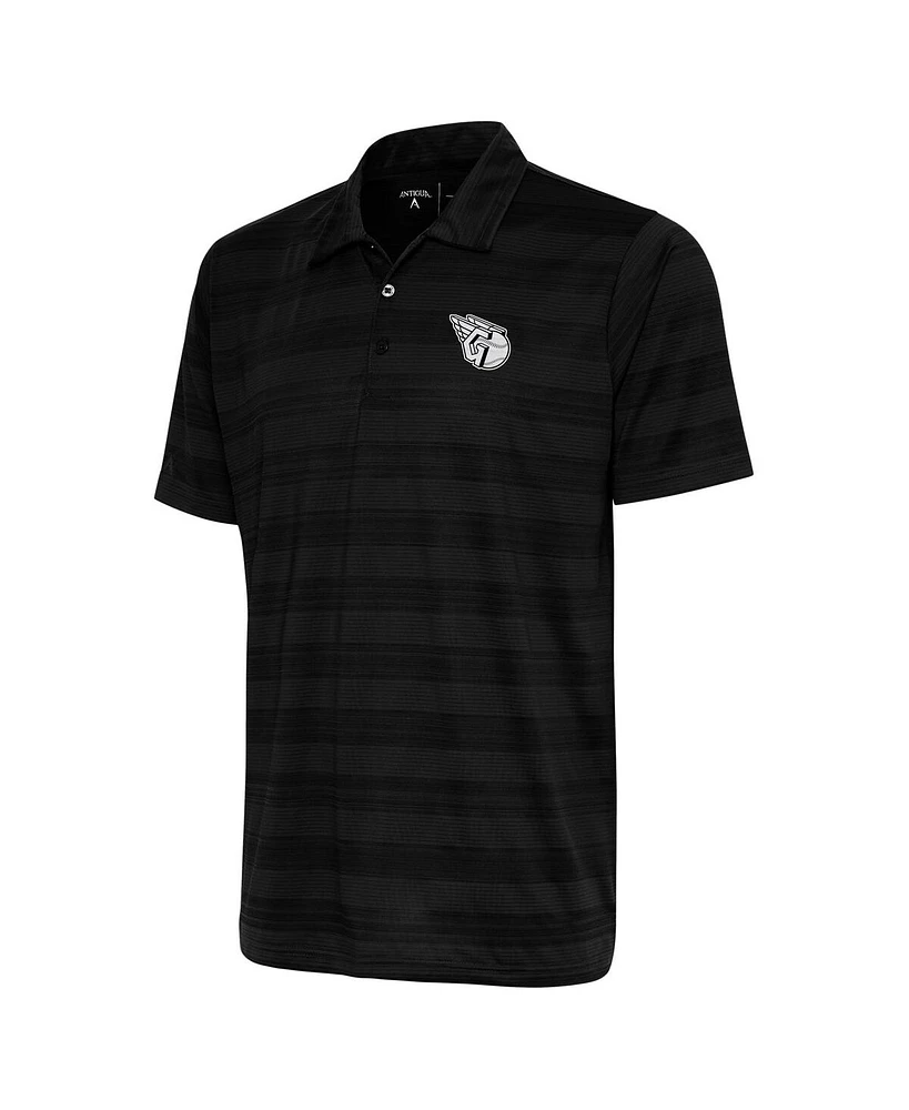 Antigua Men's Black Cleveland Guardians Metallic Compass Polo