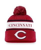 Nike Men's Red Cincinnati Reds Team Stripe Peak Cuffed Knit Hat with Pom