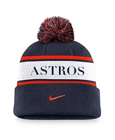 Nike Men's Navy Houston Astros Team Stripe Peak Cuffed Knit Hat with Pom