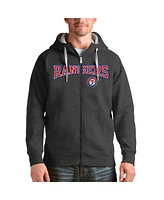 Antigua Men's Charcoal Texas Rangers Team Logo Victory Full-Zip Hoodie