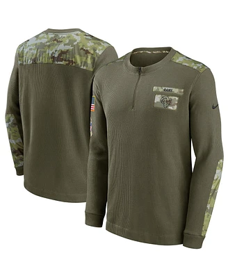 Nike Men's Olive Los Angeles Rams Salute To Service Henley Long Sleeve Thermal Top