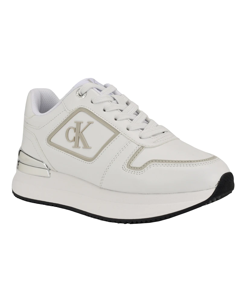 Calvin Klein Women's Vidya Almond Toe Casual Lace-up Sneakers