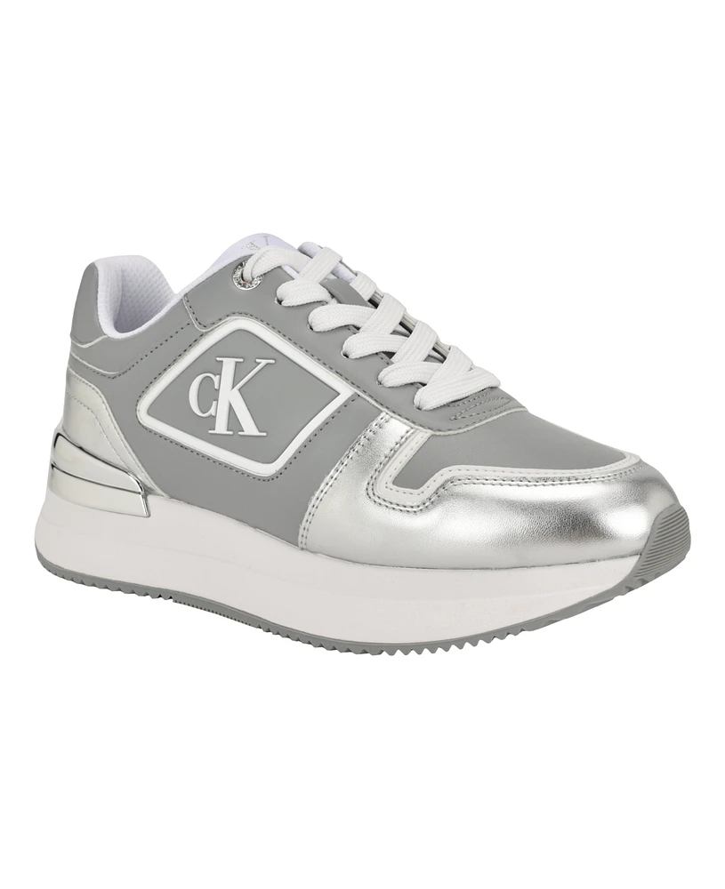 Calvin Klein Women's Vidya Almond Toe Casual Lace-up Sneakers