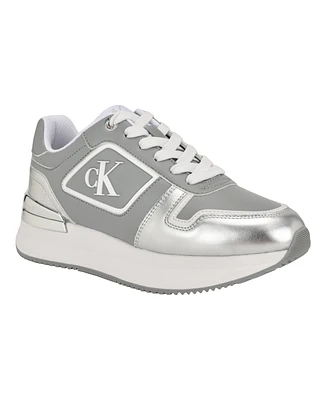 Calvin Klein Women's Vidya Almond Toe Casual Lace-up Sneakers