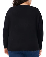 Vince Camuto Plus Size Ribbed-Front Crewneck Sweater