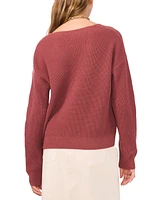 1.state Women's V-Neck Diagonal-Stitch Long-Sleeve Sweater